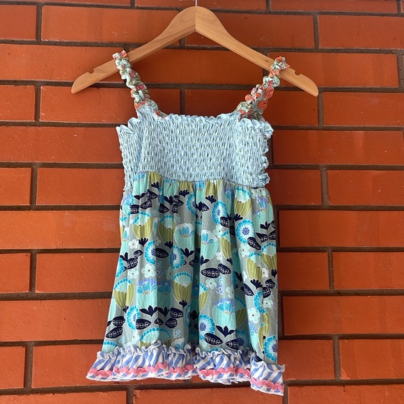 MATILDA JANE Girl's Smocked Green Blue Floral Sleeveless Top Size 10 - Picture 6 of 7